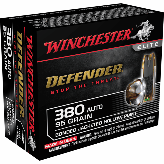 Winchester PDX1 Defender Handgun Ammunition .380 ACP 95 gr. PDX1 1000 fps 20/ct