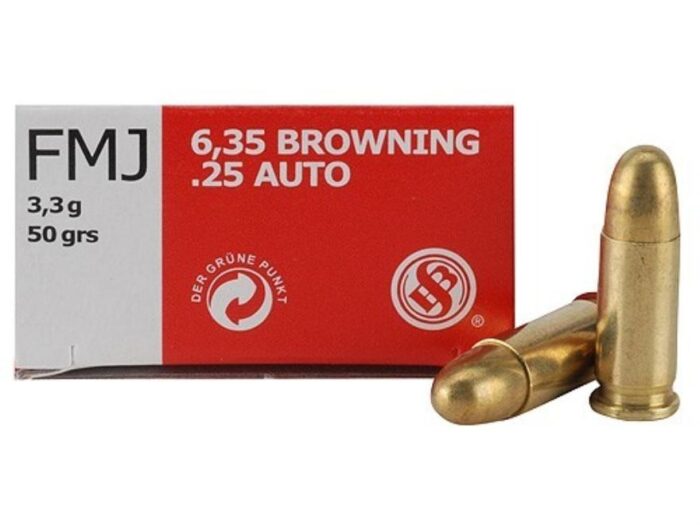 Sellier & Bellot Pistol & Revolver Ammo .25 Auto 50 gr FMJ 50/Box