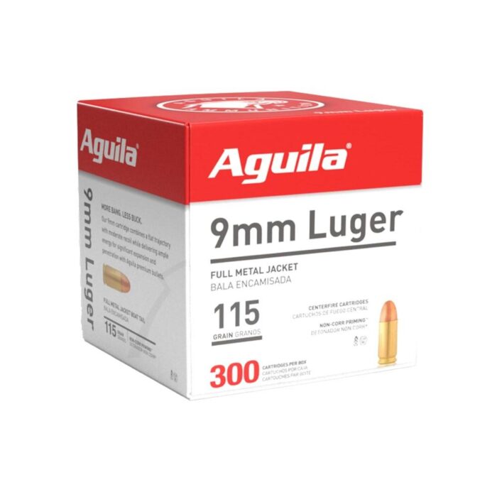 Aguila Handgun Ammunition 9mm Luger 115 gr FMJ 1150 fps 300/ct