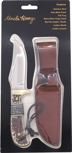 UNCLE HENRY KNIFE STAGLON 4" - CAPER W/LEATHER SHEATH - Image 3