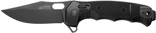 SOG KNIFE SEAL XR BLACK CRKTE - 3.9" PLN EDGE FLDR BLACK USA