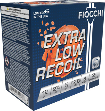 FIOCCHI LOW RECOIL 12GA 2.75" - 7/8OZ #8 1200FPS 250RD CASE