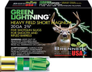 BRENNEKE USA GREEN LIGHTNING - 20GA 2.75" 1OZ SLUG 5RD 50BX/C