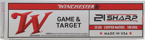 WINCHESTER USA 21 SHARP 25GR - LEAD FREE 1725FPS 100RD 20BX/C