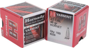 HORNADY BULLETS 22 CAL .224 - 45GR JSP 100CT 40BX/CS