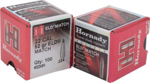 HORNADY BULLETS 22CAL .224 - 52GR ELD-M MATCH 100CT 40BX/CS
