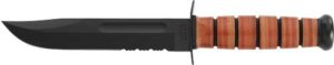 KA-BAR FIGHTING/UTILITY KNIFE - 7" SRRTD W/LTHR SHTH US ARMY