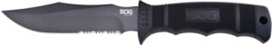 SOG KNIFE SEAL PUP 4.75" - BLACK SERRATED W/KYDEX SHEATH