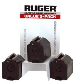 RUGER MAGAZINE 10/22 22LR - 10RD BLACK PLASTIC 3PACK