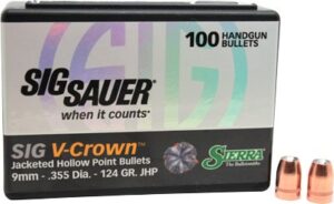 SIERRA BULLETS 9MM .355 - 124GR JHP SIG V-CROWN 100CT