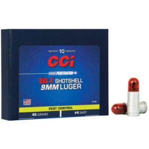 CCI Big 4 Handgun Shotshell Ammunition 9mm Luger #4 1000 fps 10/ct