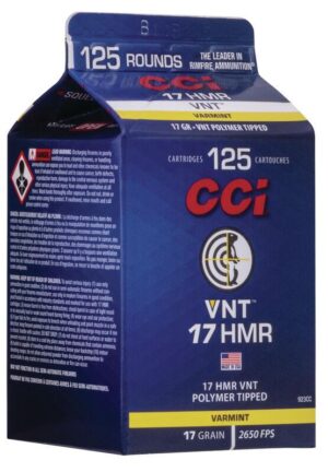 CCI Varmint Rimfire Ammunition .17 HMR 17gr VNT 2650 fps 125/ct