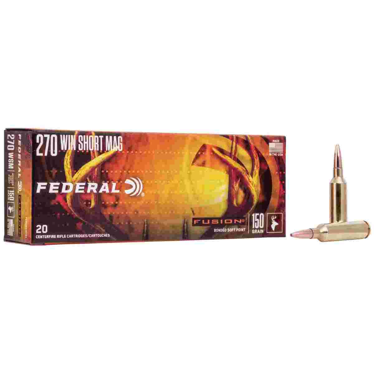 Federal Fusion Rifle Ammunition .270 WSM 150 gr BTSP 3060 fps - 20/ct