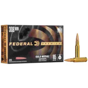 Federal Gold Medal Berger Juggernaut Rifle Ammunition .308 Win 185 gr OTM 2600 fps 20/ct