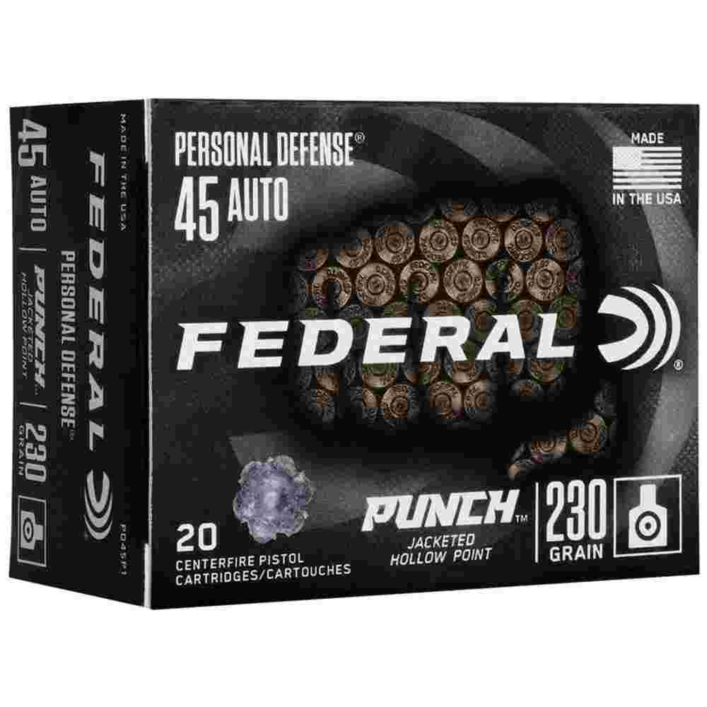 Federal Personal Defense Punch Handgun Ammunition .45 ACP 230 gr JHP 890 fps 20/ct