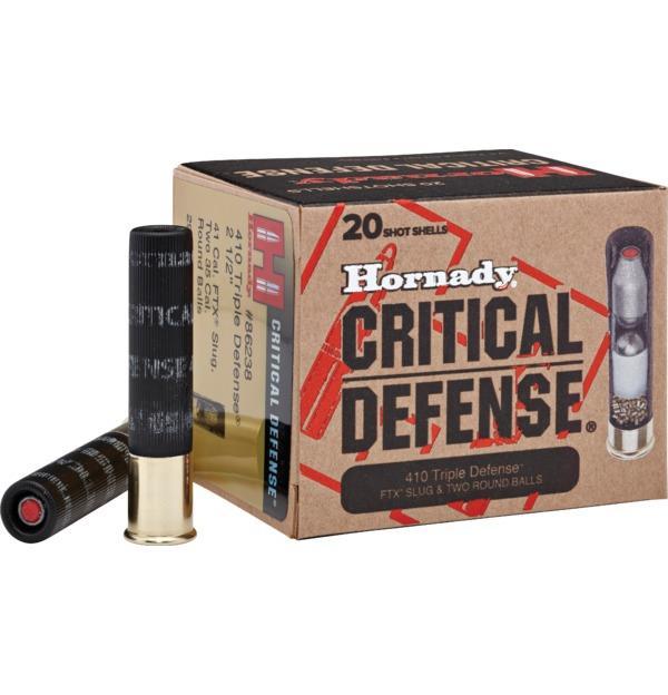Hornady 410 Critical Defense Shotgun Ammunition - .410 ga - 2 1/2" - 1 slug 2 balls Slug - #000 - 750 fps - 20/box
