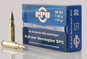 PPU Standard Rifle Ammunition 6.8mm SPC 115 gr HPBT 2624 fps 20/ct