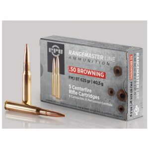 PPU Rangemaster Rifle Ammunition .50 BMG 625gr FMJ 2940 fps 5/ct