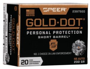 Speer Gold Dot Short Barrel Handgun Ammunition .45 ACP 230 gr HP 820 fps 20/ct