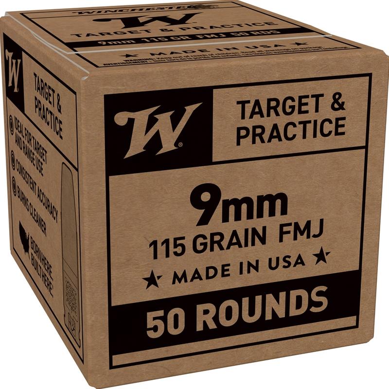 Winchester Service Grade Handgun Ammunition 9mm Luger 115gr FMJ 1300fps 50/ct