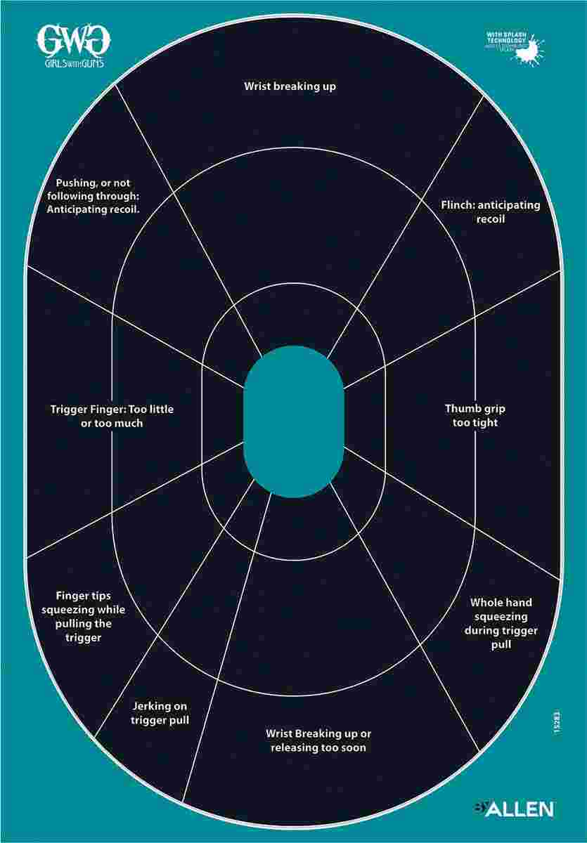 Allen Girls with Guns Splash Adhesive Oval Silhoutte Target 12x18 - 5/ct