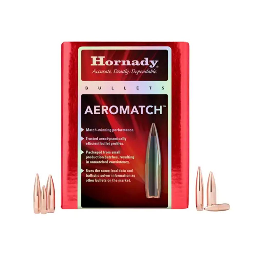 Hornady Aeromatch Rifle Bullets 30 CAL .308 168 GR HPBT (1-12") 100 RDS