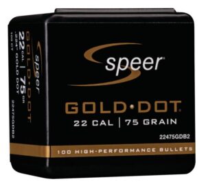 Speer Gold Dot Component Rifle Bullets .224 cal .224" 75 gr GOLD DOT SP - 100/Box