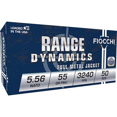 Fiocchi Range Dynamics Rifle Ammunition 5.56mm NATO 55 gr FMJ 3240 fps 50/ct
