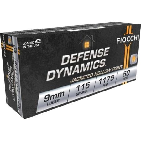 Fiocchi Pistol Shooting Dynamics Handgun Ammunition 9mm Luger 115 gr JHP 1175 fps 50/ct