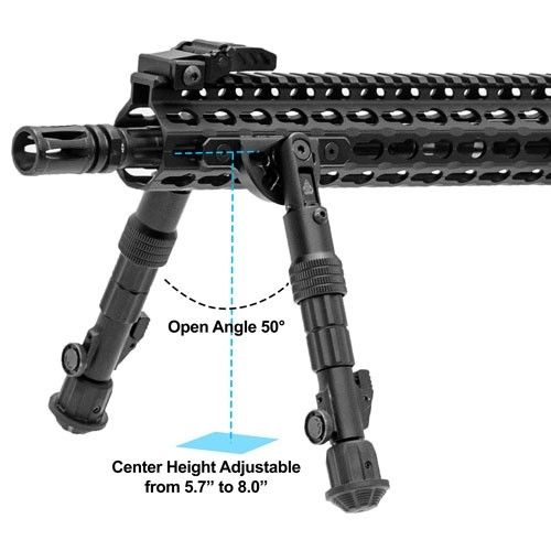 UTG BIPOD RECON FLEX KEYMOD - MATTE BLK CENTER H 5.7"-8" - Image 4