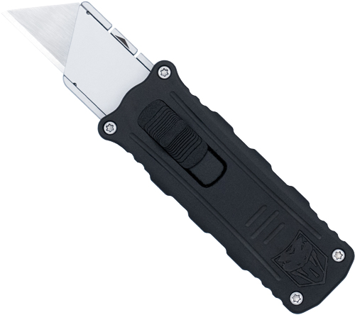 COBRATEC SIDE BUTTON OTF 1.75" - BLACK/SILVER UTILITY KNIFE