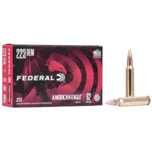 Federal American Eagle Rifle Ammunition .223 Rem 62 gr FMJ 3020 fps 20/rd