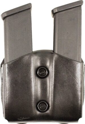 DESANTIS DOUBLE MAG POUCH OWB - LEATHER SINGLE STACK 9/40 BLK