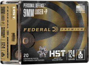 FEDERAL PREMIUM 9MM LUGER +P - 124GR HST JHP 20RD 10BX/CS