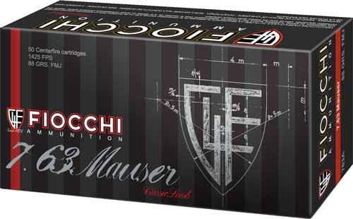 FIOCCHI 7.63 MAUSER 88GR FMJ - 50RD 20BX/CS