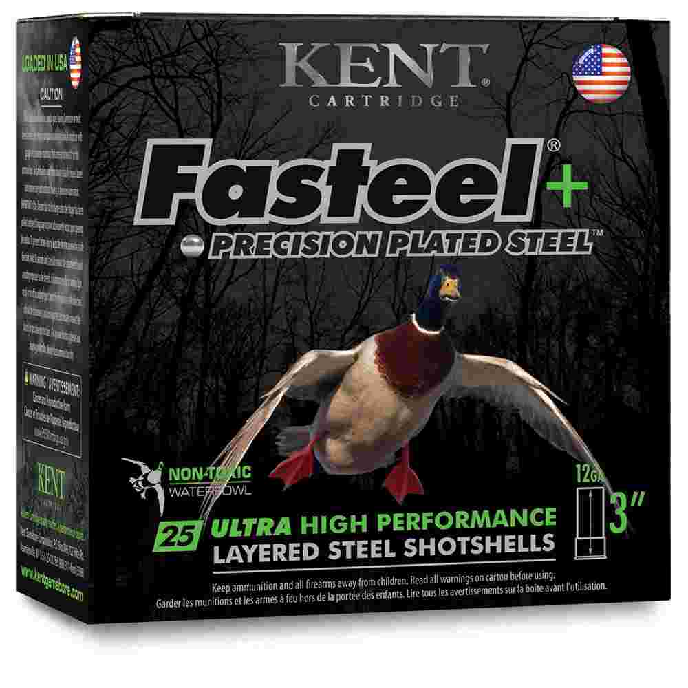 Kent Fasteel + Precision Plated Steel Waterfowl Shotshells 12ga 3" 1-1/4oz 1450 fps #4 & #6 25/ct