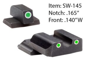 Ameriglo Classic Style Night Sight Set for S&W M&P Shield / Front Tritium - Green / Front Outline - White / Rear Tritium - Green / Rear Outline  White