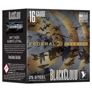 Federal Black Cloud Waterfowl Shotshells 16ga 2-3/4" 7/8oz 1450fps #4 25/ct