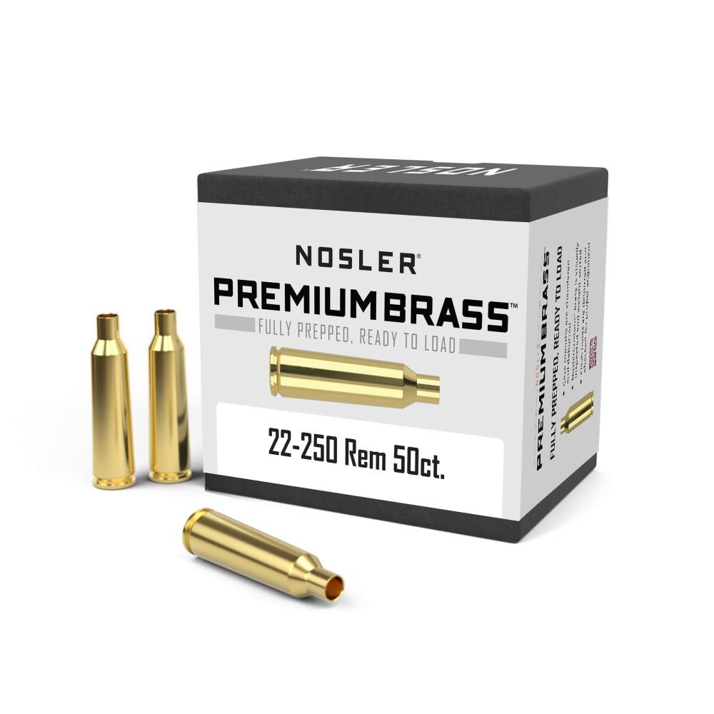 Nosler Unprimed Brass Rifle Cartridge Cases .22-250 Rem 50/ct