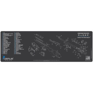 RUGER MINI 14 RANCH SCHEMATIC RIFLE MAT - CHARCOAL GREY/CERUS BLUE, 12" X 36"