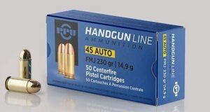 PPU Handgun Ammunition .45 ACP  230 gr FMJ  836 fps 50/ct