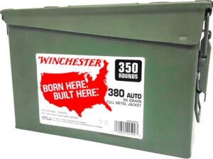 WINCHESTER 380ACP 95GR FMJ-RN - CASE OF (2) 300RD CANS